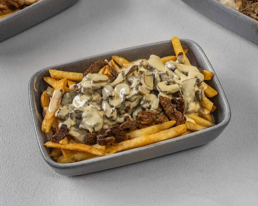J's Mighty Fry's loaded steak and mushroom fries