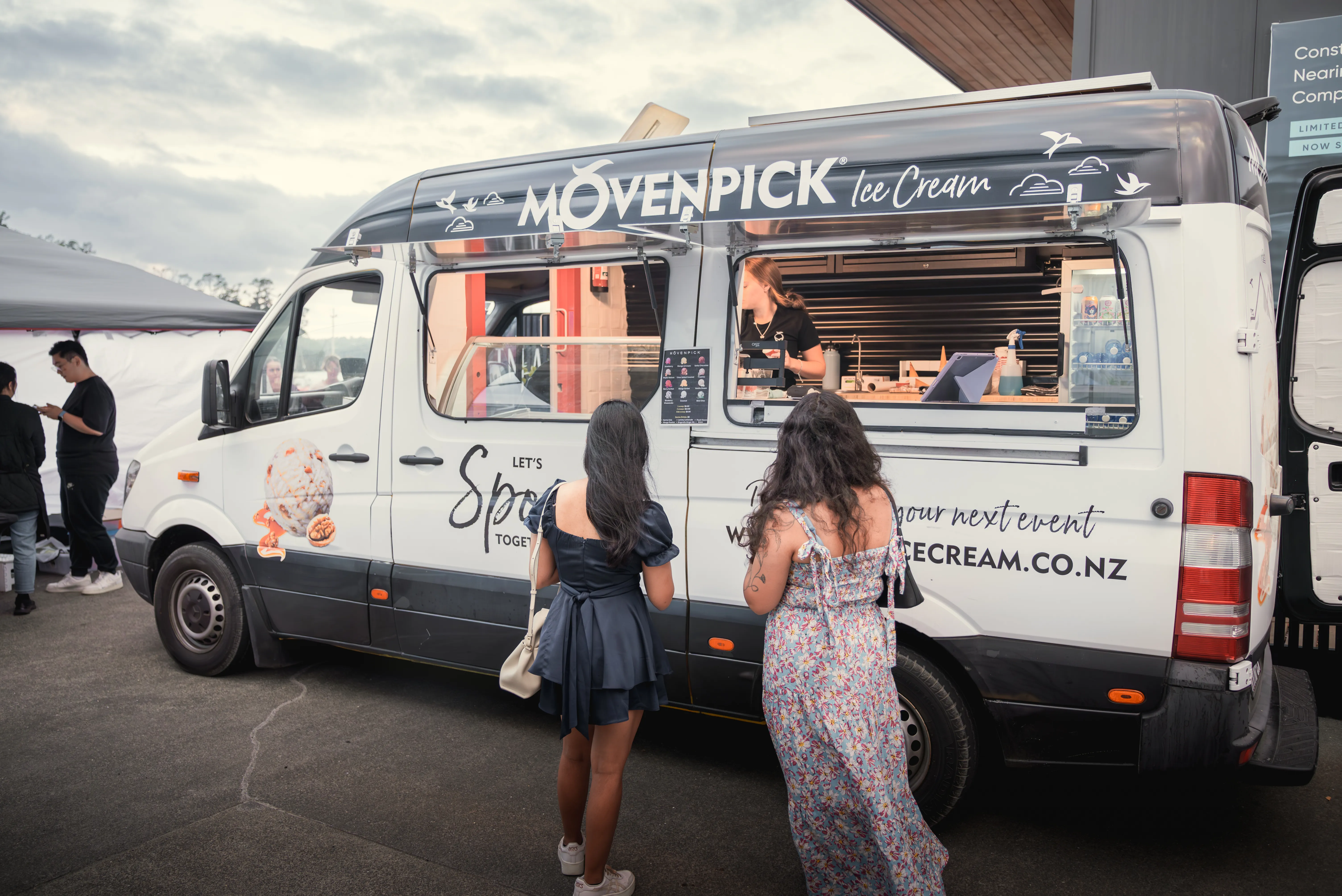 Mövenpick on Wheels mobile ice cream van serving customers at an Auckland event